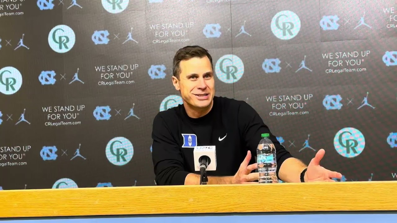 Jon Scheyer full press conference after UNC clipped Duke
