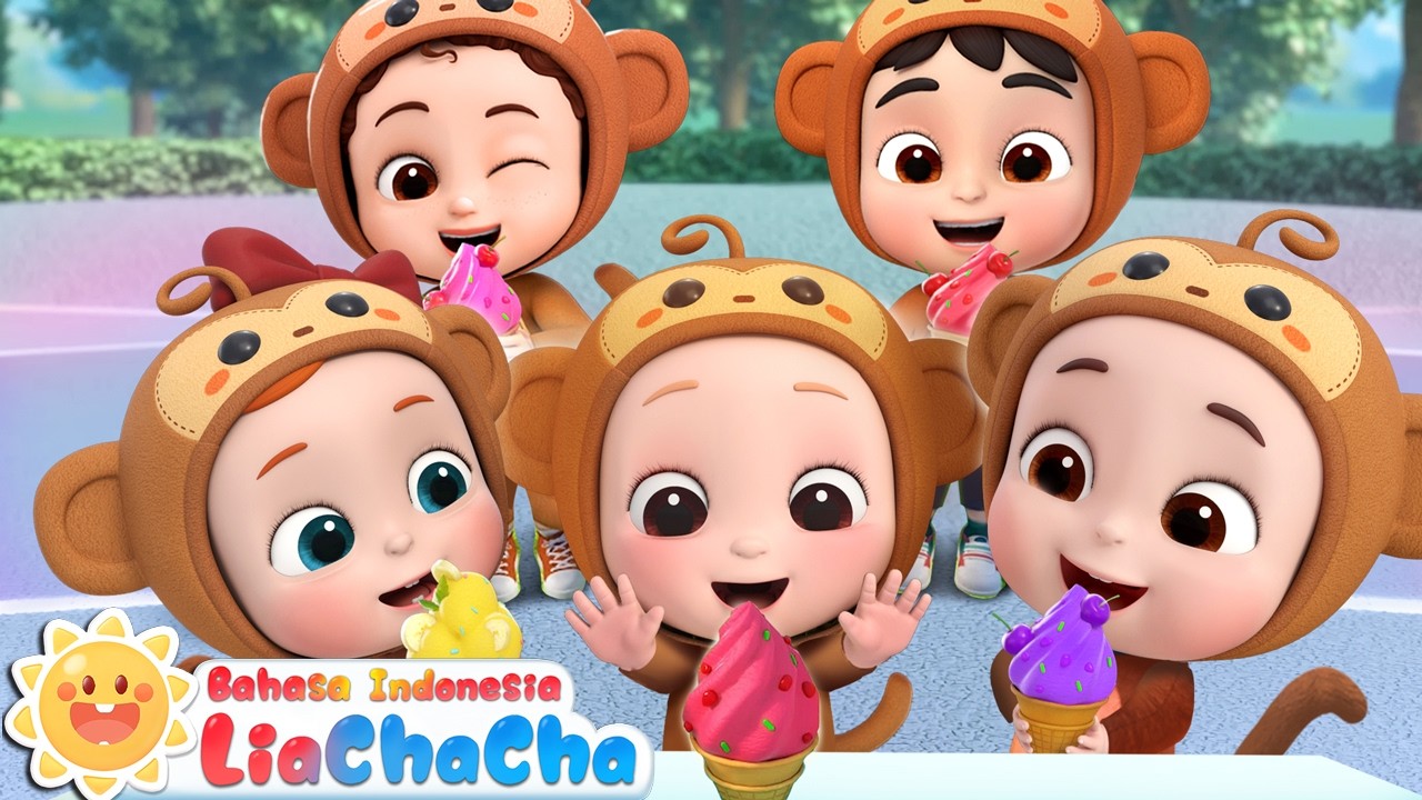 Lima Monyet Kecil Makan Es Krim🍧🍦| Belajar Berhitung | Lagu Anak-anak | LiaChaCha Bahasa Indonesia