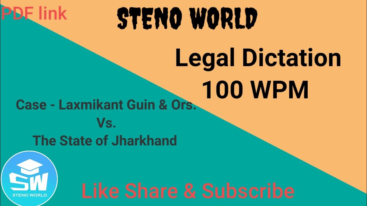 Original Order of Jharkhand High Court | Speed 100 wpm | Legal Dictation |
