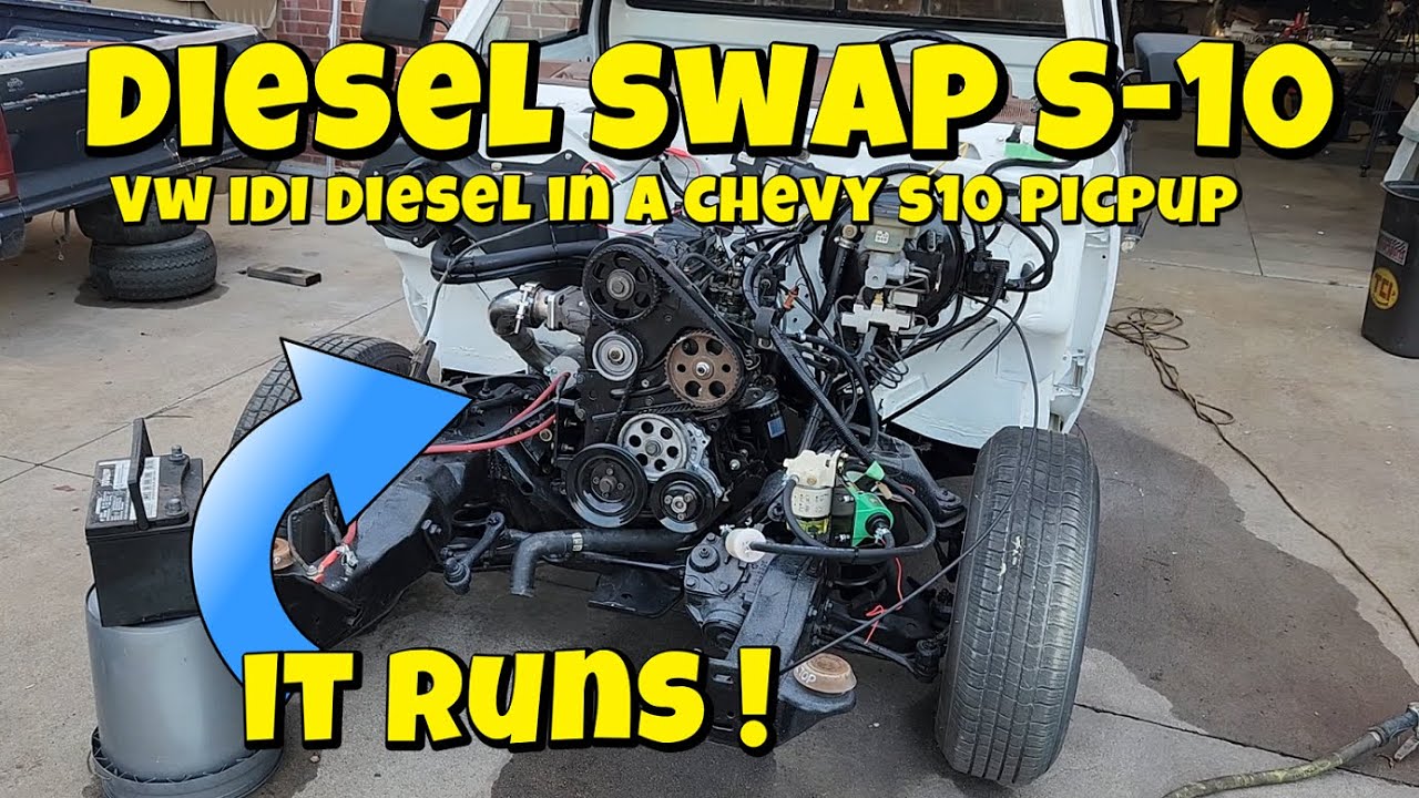 S5 E39. IT RUNS!  Chevy S10 pickup  DIESEL SWAP .
