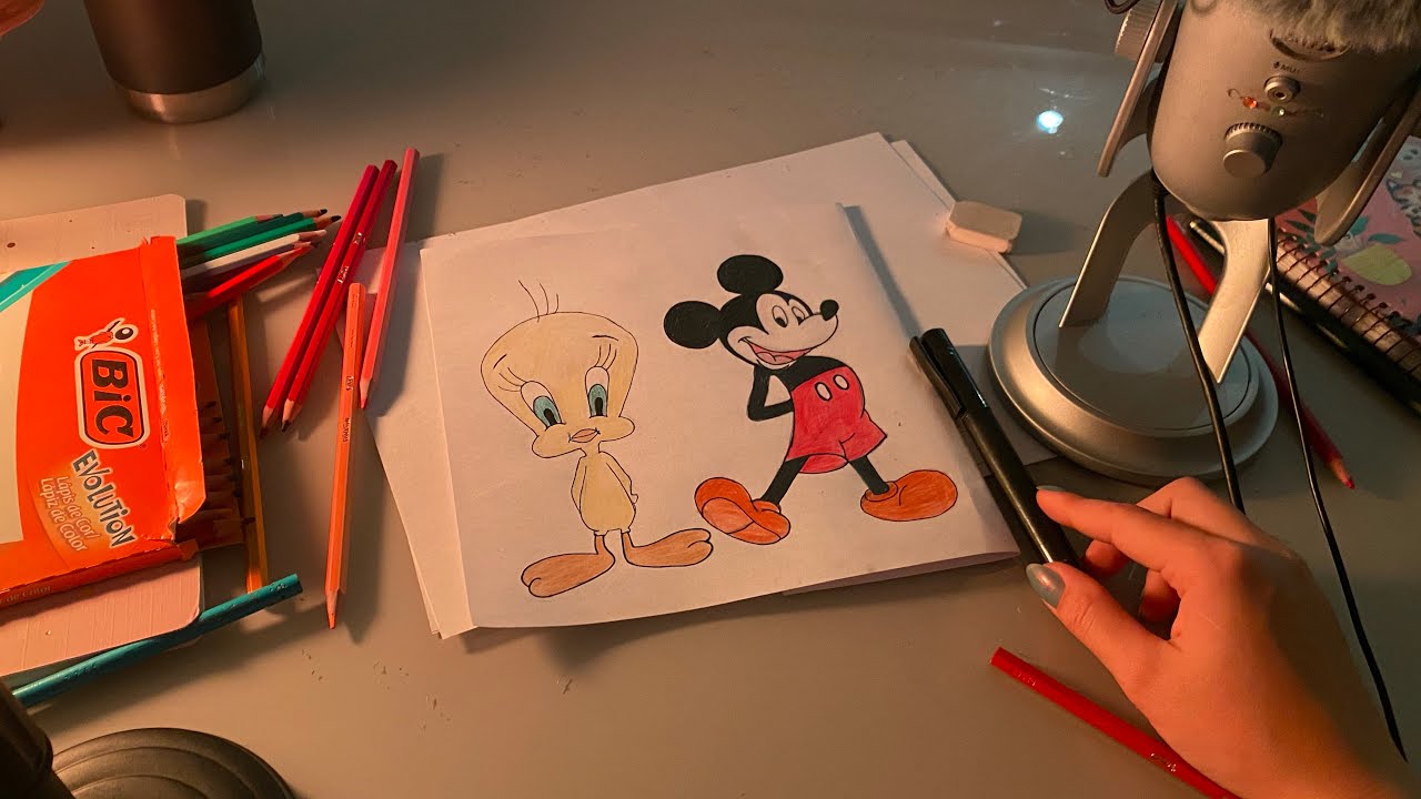 ASMR DESENHANDO E PINTANDO O PIUPIU (SUSSURROS) #asmr #drawing