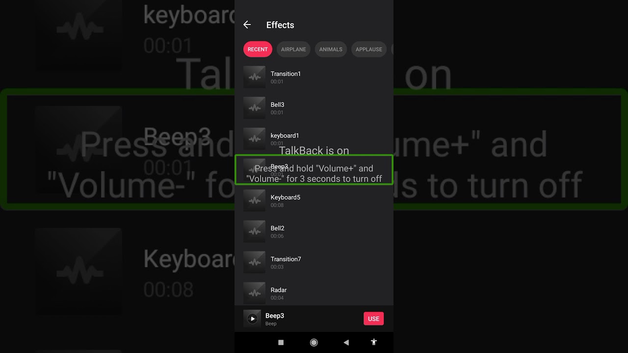 how to add sound effects in any video with TalkBack for blind users sound effects in any video
