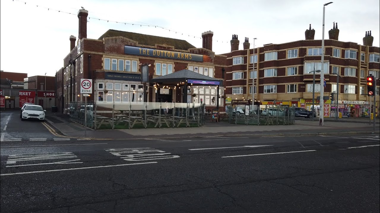 BLACKPOOL Monday afternoon walking from town to south pier, Shops hotels donkeys, beach & pier's
