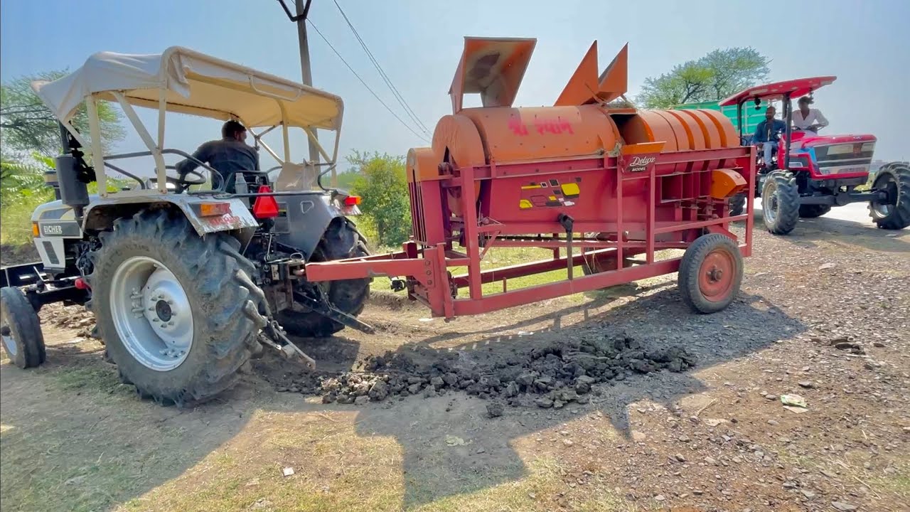 Dhan Threshing Mahindra Arjun NOVO 605 4wd Eicher 485 with Paddy Thresher