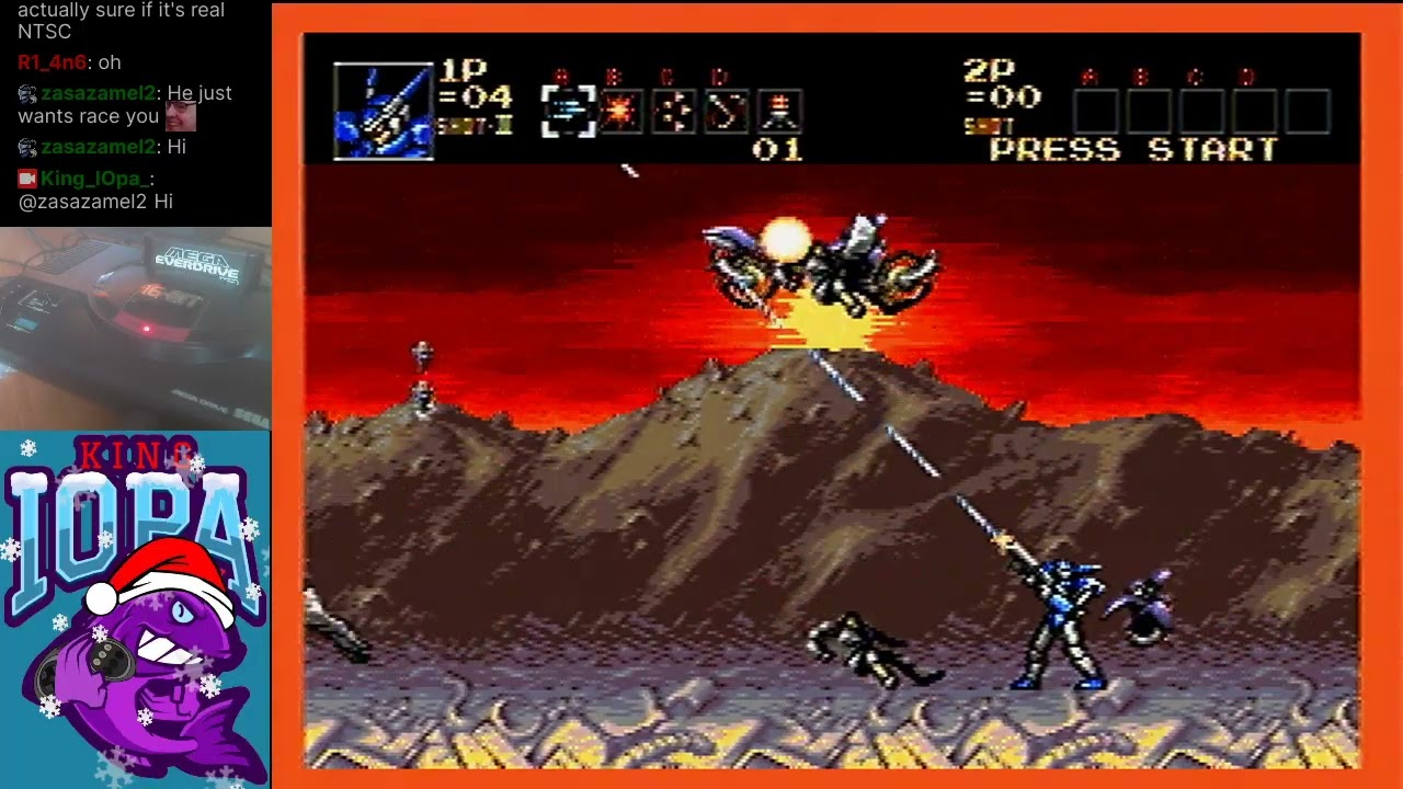 Playing European version of Contra: Hard Corps from Mega Drive Mini on original hardware