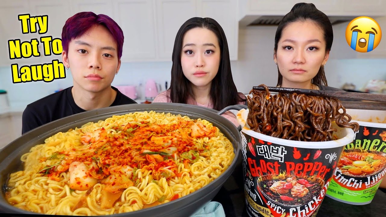 INSANE GHOST PEPPER NOODLES CHALLENGE + Spicy Kimchi Noodles MUKBANG