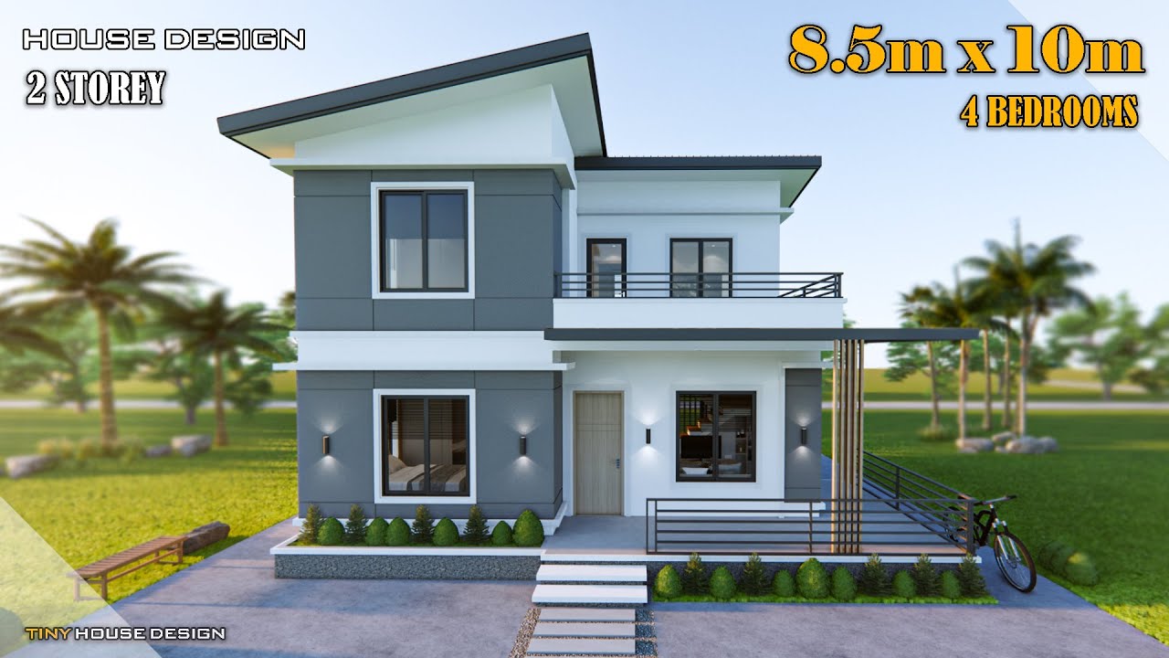 House Design 2 Storey | 8.50m x 10m (85 sqm) | 4 Bedrooms