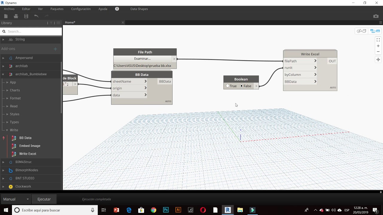 DYNAMO: EXPORTAR TABLAS CUANTIFICACIÓN A EXCEL