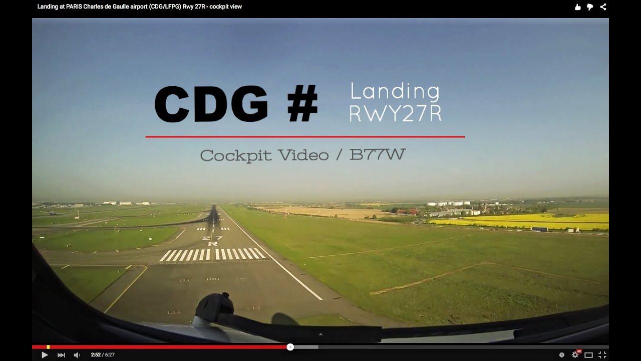 Landing at PARIS Charles de Gaulle airport (CDG/LFPG) Rwy 27R - cockpit view