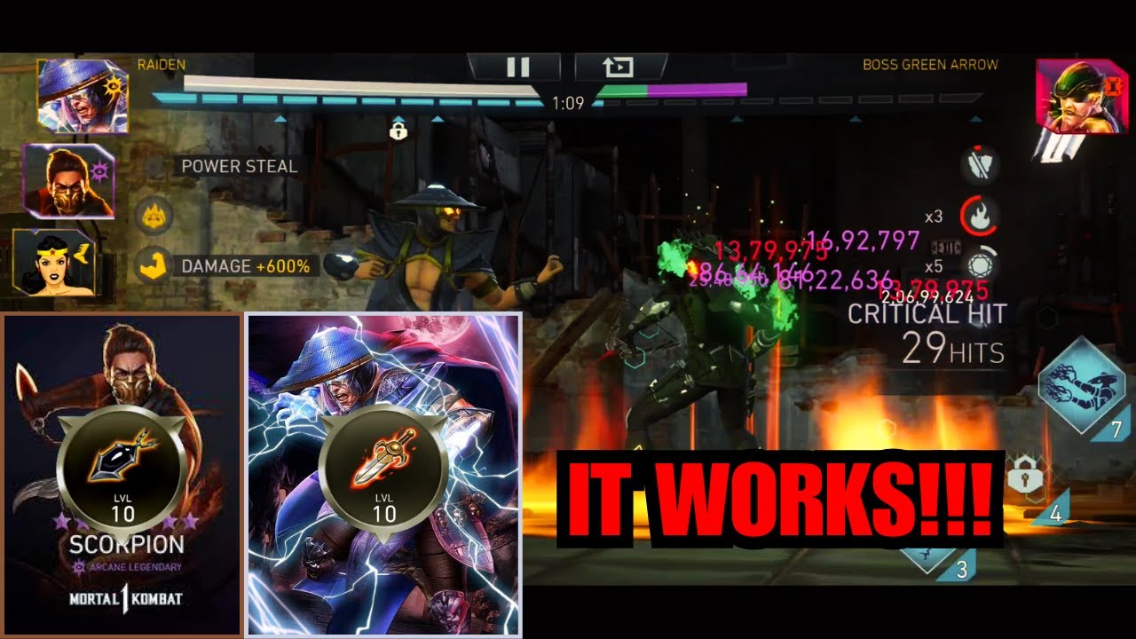 Raiden + Scorpion Does 2 Billion Damage!!! 🔥🔥🔥| Gemstone Required | Injustice 2 Mobile
