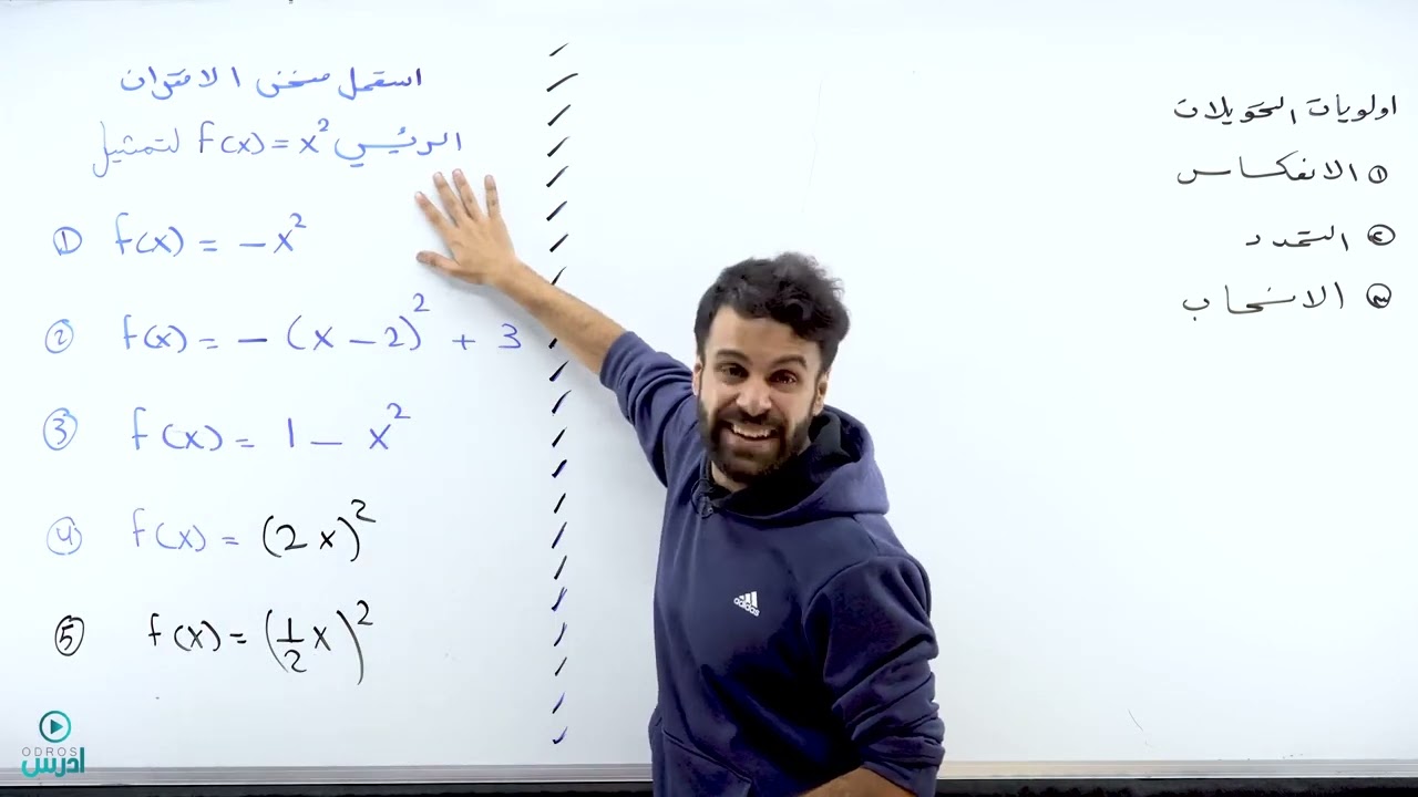 التحويلات الهندسية الجزء الثاني -(الاول ثانوي الحصة رقم ١٥ الوحدة الثانية) -الاستاذ منذر ابو عواد