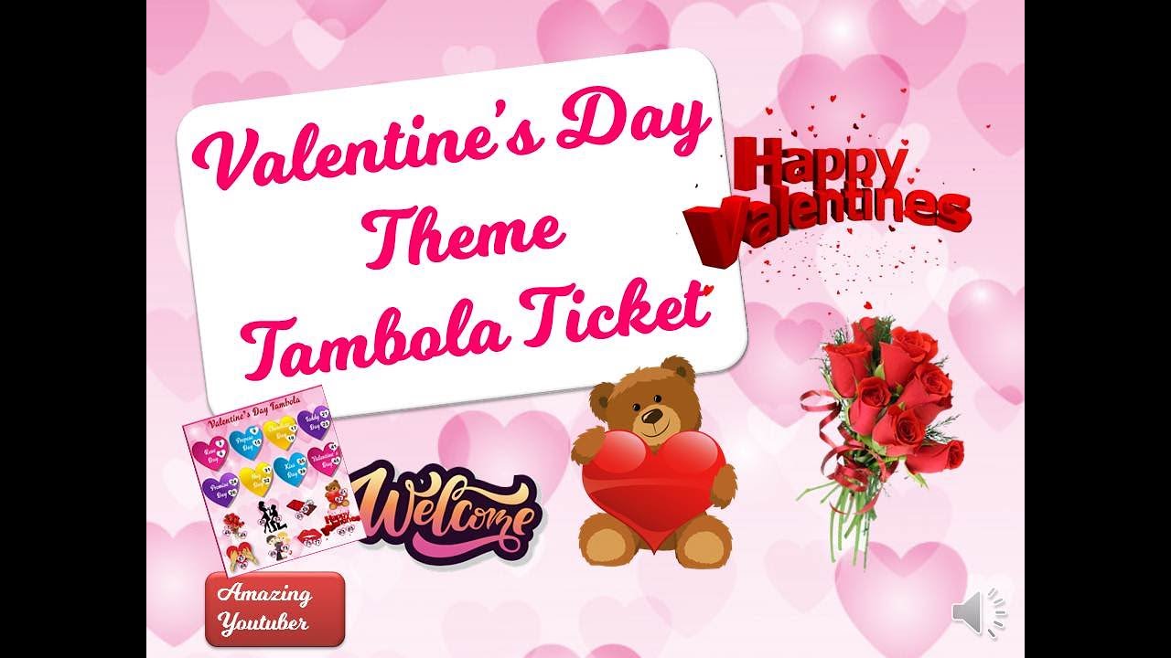 Latest Valentines day Special Tambola and housie Ticket,valentine's day game,Love theme Tambola