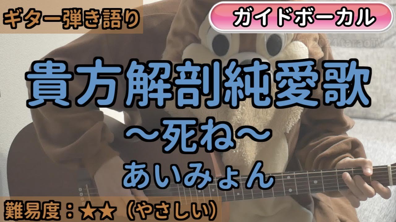 貴方解剖純愛歌／あいみょん／ギター弾き語り練習用動画（コード／ストローク／歌詞／歌）