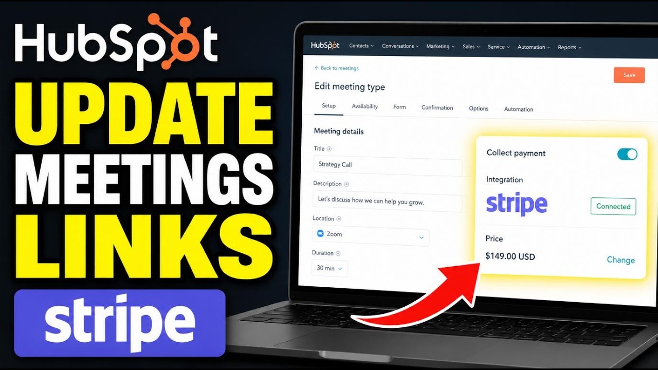 How to update HubSpot meetings links to schedule with Stripe payments - Step By Step