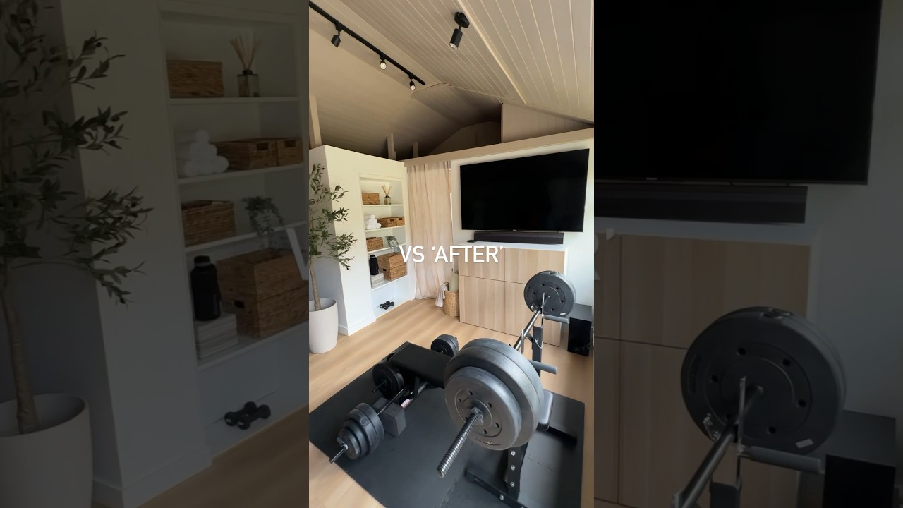 Our DIY home gym renovation makeover. See the full video over on my YouTube channel now #homedesign