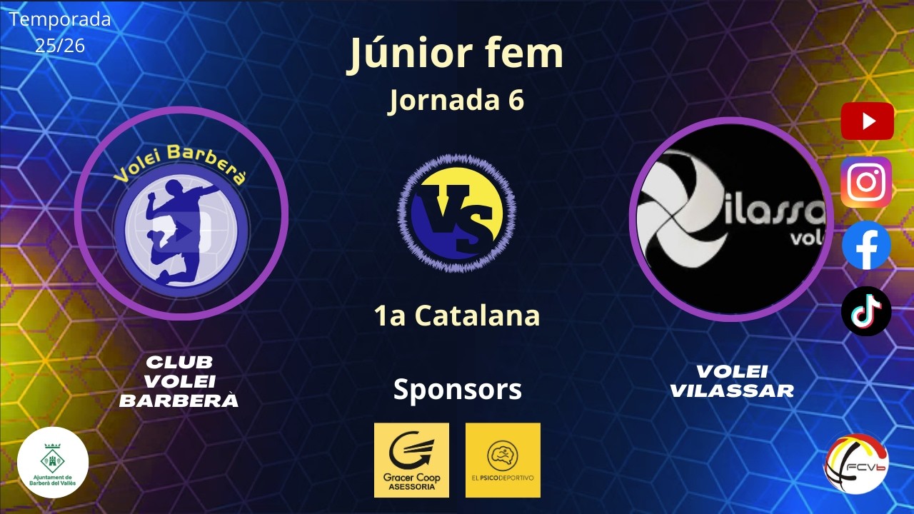 Cv Barberà vs Volei Vilassar, Junior femení, J6 2a fase, 7/03/26, 2a catalana, #Aymibarberà!!