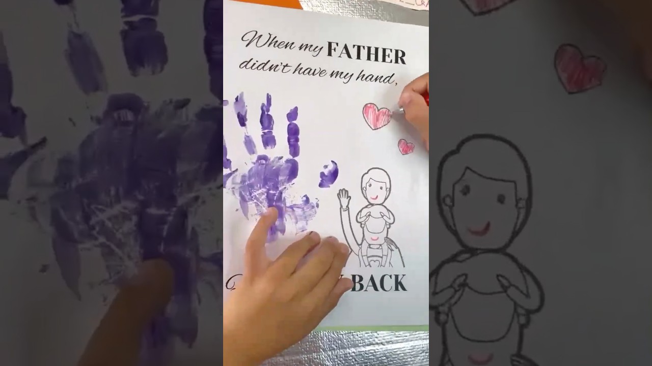 Fathers Day Craft Ideas | Handprint Craft Art Gift | Easy Fathers Day #greetingcard l #shortvideo