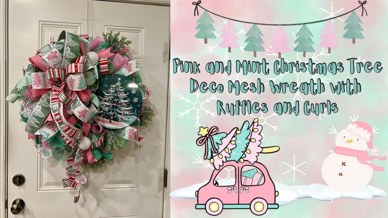 Pink and Mint Chistmas Deco Mesh Wreath |Crafting with Hard Working Mom