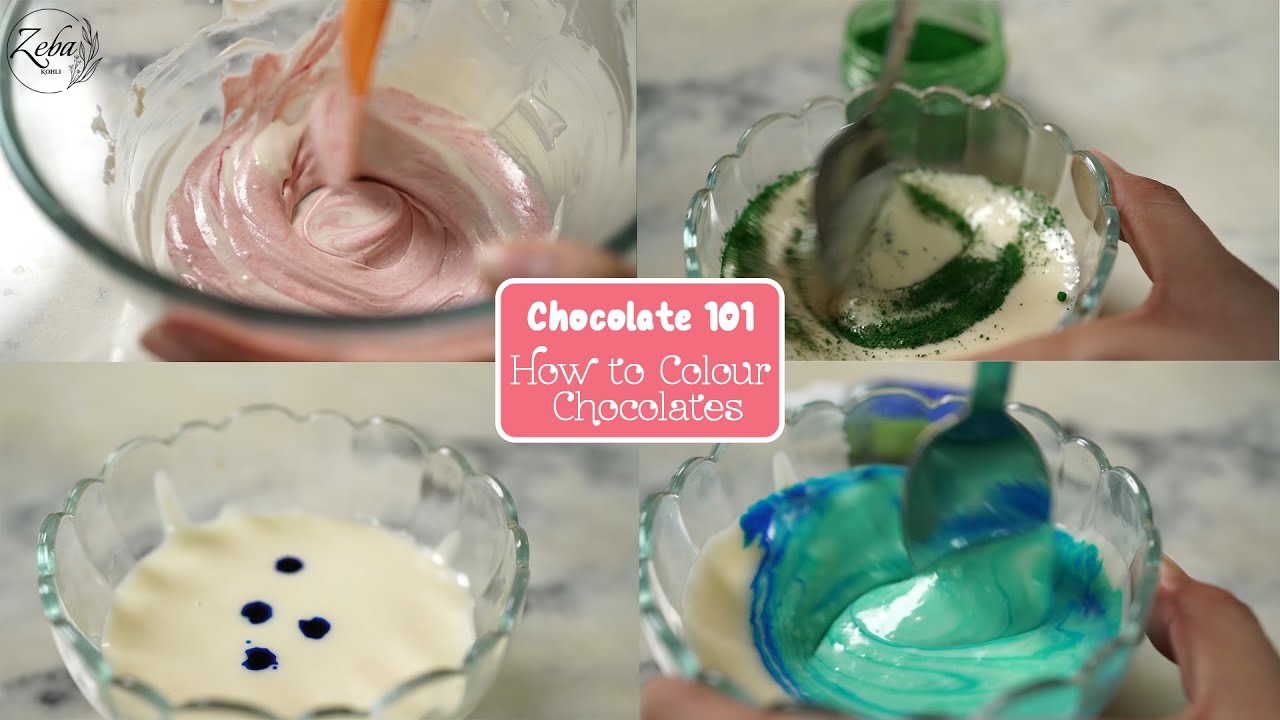 Easy Ways To Colour Chocolate | Colour chocolate with powder/gel | Zeba Kohli