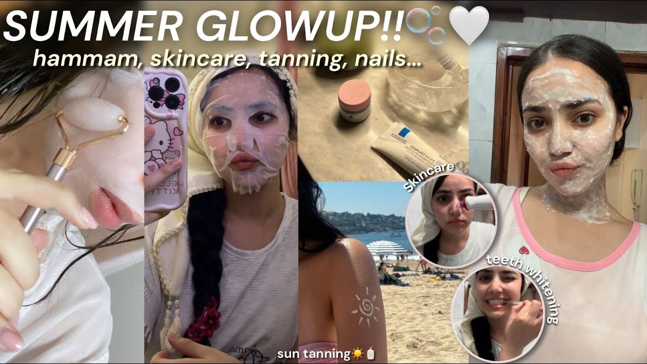 SUMMER GLOW UP🫧🚿 (Hammam routine🍃🧖🏻‍♀, Skincare🧼, Nails💅🏻, Tanning🧴…)تجهيزات الصيف🤍🎀