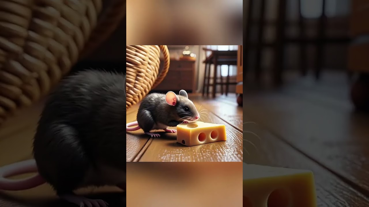 Cat Watching Mouse Eat Cheese 🧀 