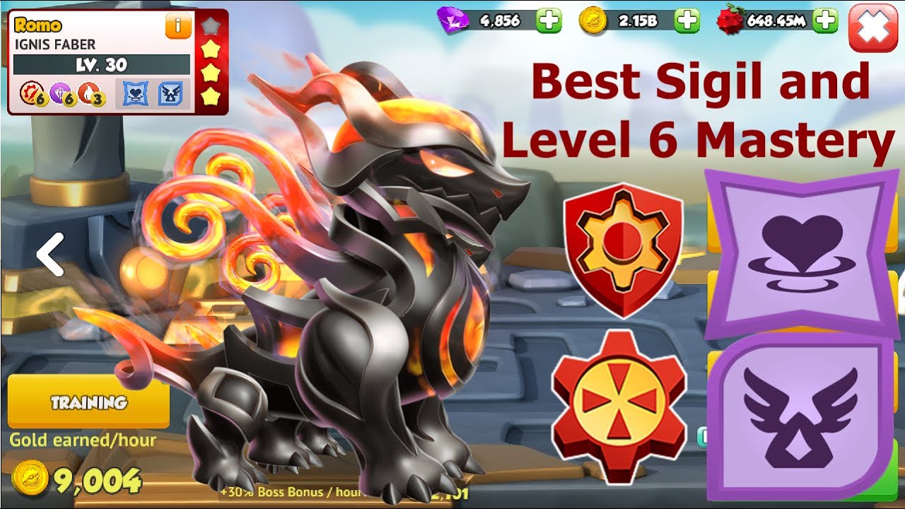 Best Sigil and Level 6 Mastery for Tyrant Ignis Faber-Dragon mania Legends | 2nd Ignis Faber 467