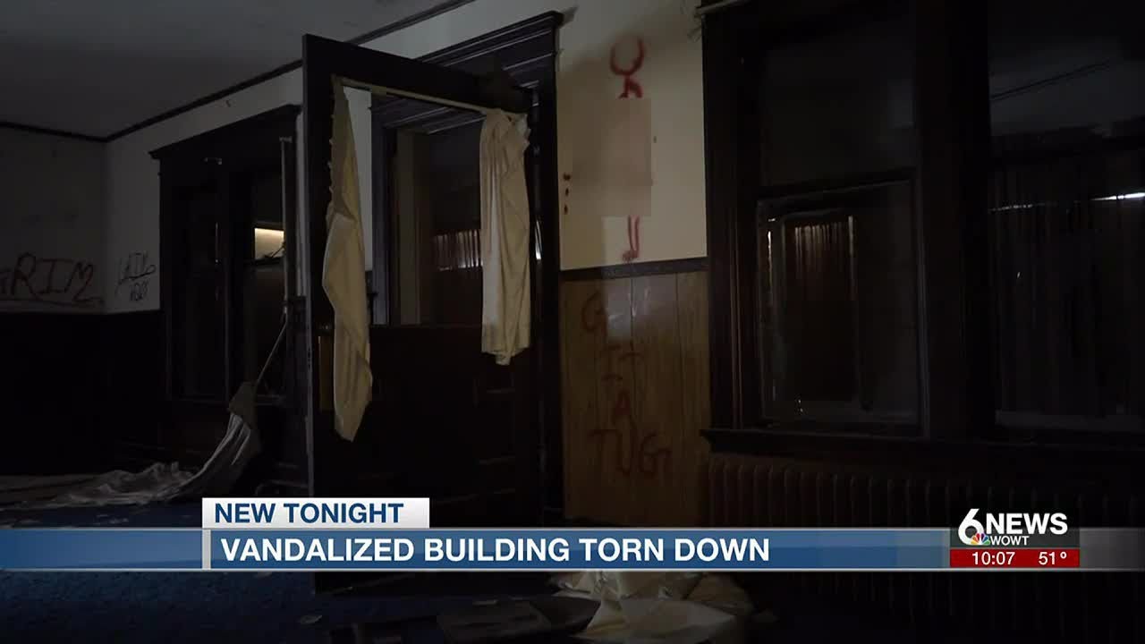 Former office building at Forest Lawn Cemetery torn down after vandalism