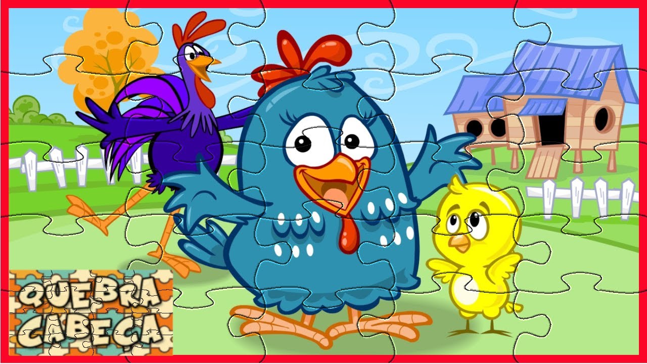 Galinha Pintadinha, Galo Carijó e Pintinho Amarelinho -Quebra Cabeça 🐤🐔🐓-Spotted Chicken Head Puzzle