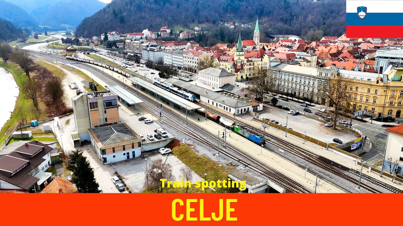Celje Railway Station - Trainspotting and Aerial View - Slovenia
