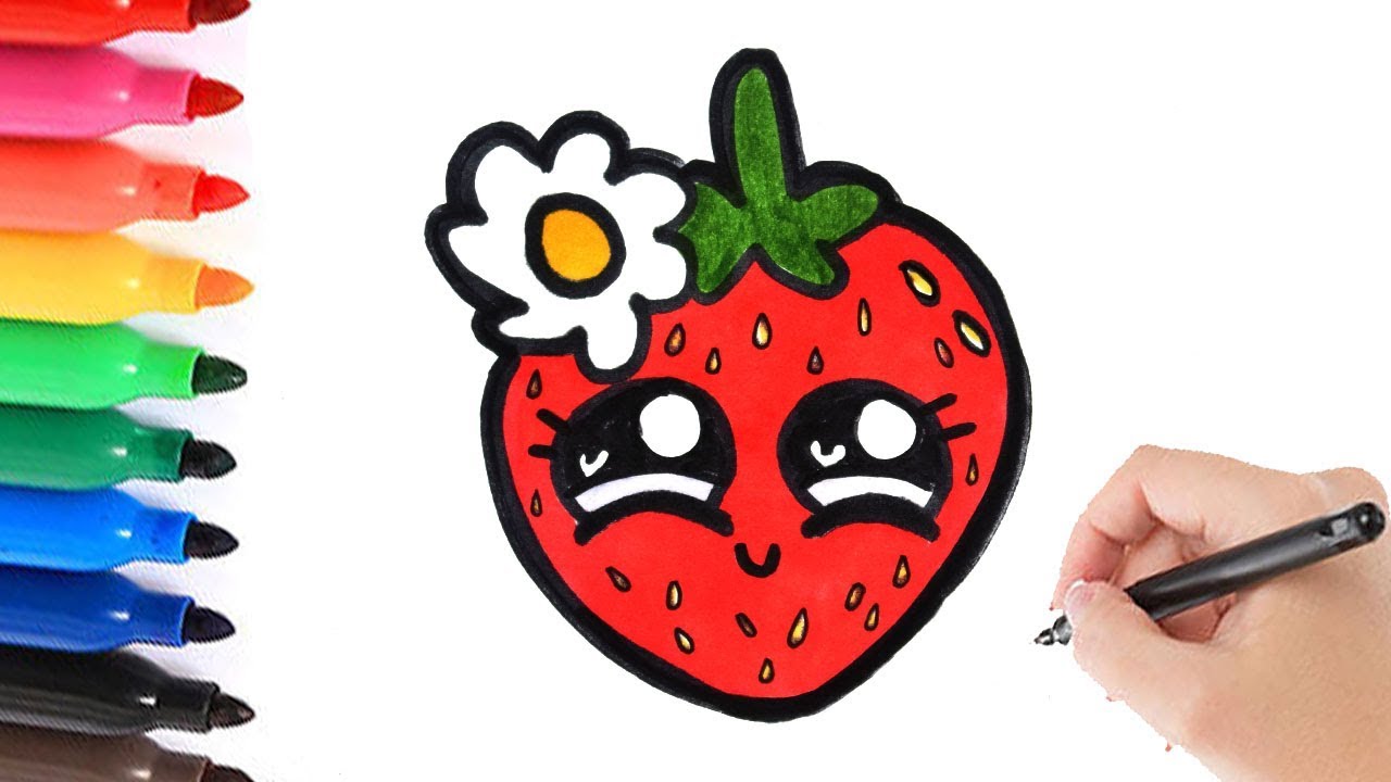 HOW TO DRAW A CUTE STRAWBERRY KAWAII | HOE TEKEN JE EEN AARDBEI?