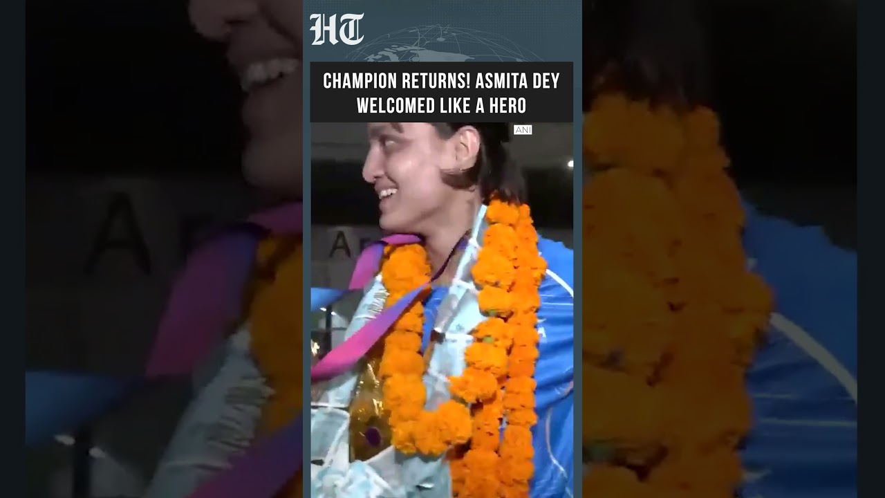 Golden Welcome! Asmita Dey Receives Hero&rsquo;s Reception at Delhi Airport | #shorts