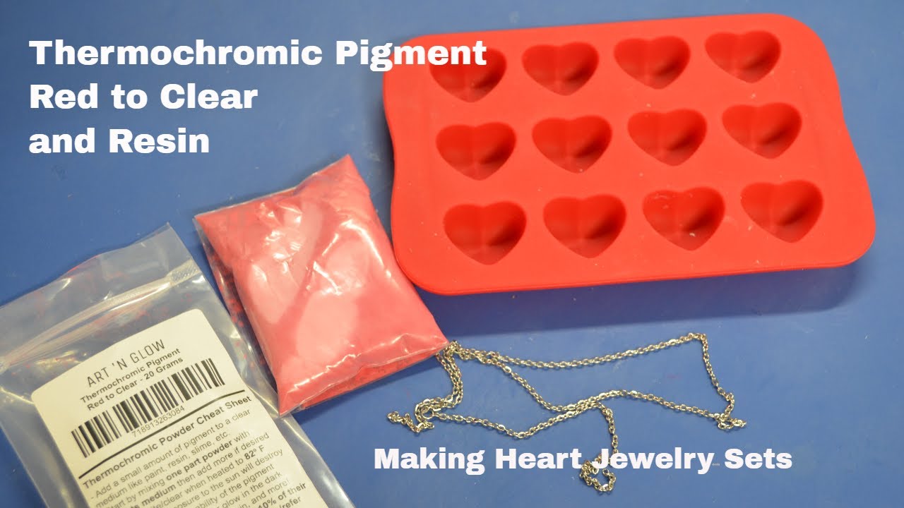 Resin with Thermochromic Pigment, Heart Pendant and Necklace Set