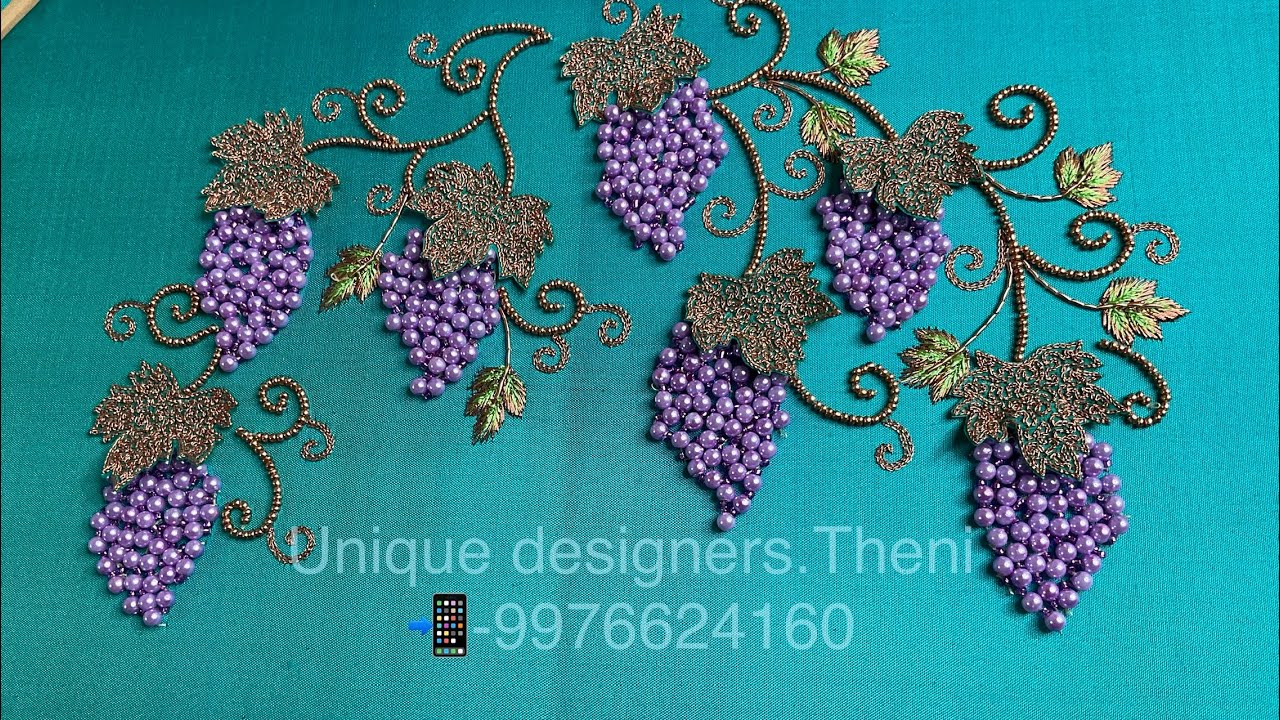 Grape vine yard design / Aari embroidery with beads