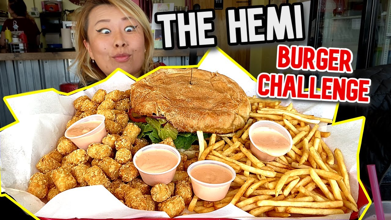THE HEMI BURGER CHALLENGE at The Garage Cafe in Idaho!!! #RainaisCrazy