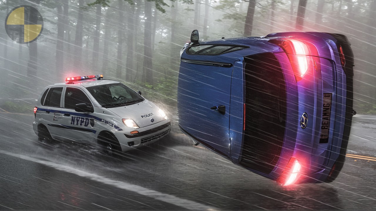 Most Epic Hydroplaning and Slippery Road Car Crashes Compilation #2 in BeamNG.Drive