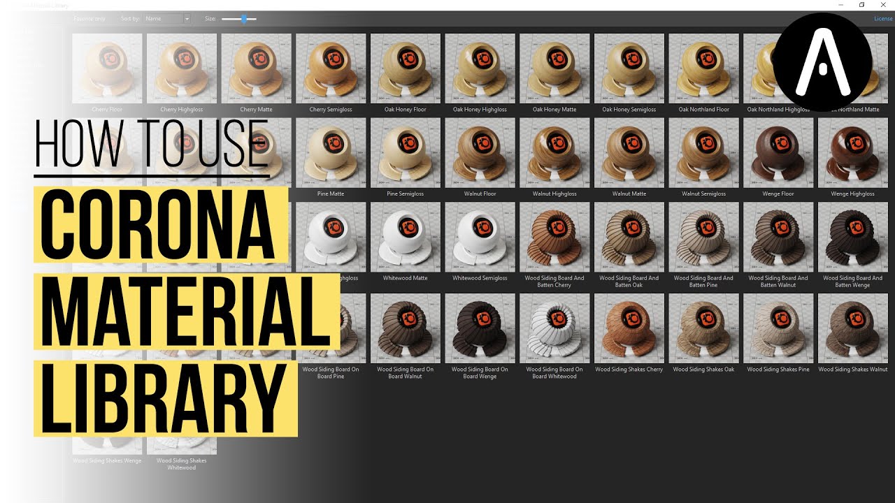 Corona Render Built-in Material Library