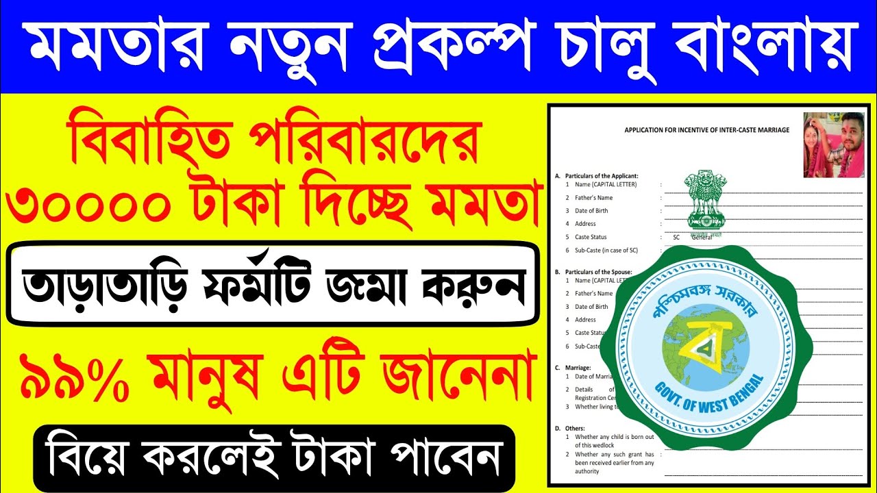 প্রত্যেক বিবাহিত পরিবারকে ৩০০০০ টাকা দিচ্ছে মমতা | এই ফর্ম টি ফিলাপ করে আজকেই জমা দিন | New Prokolpo