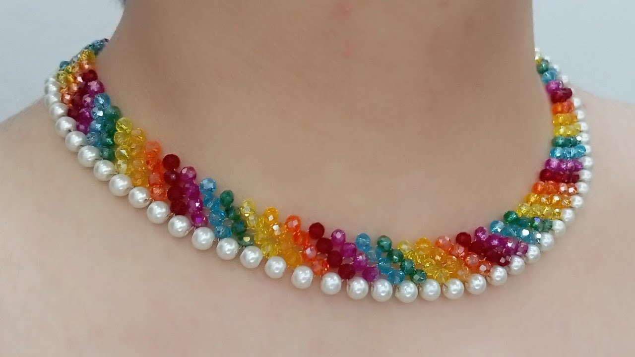 Multicolor Necklace Making | How To Make Necklace? @Jewelry.Crystals #necklace #necklaces #shorts 