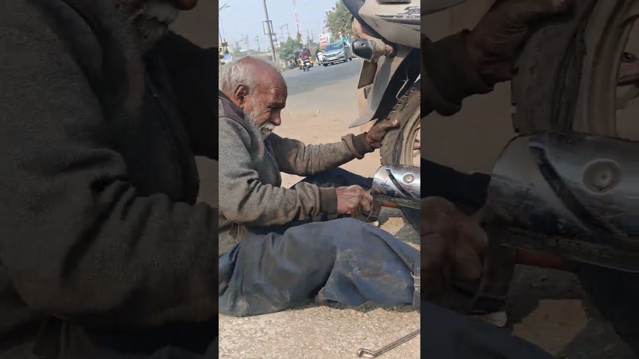 85 साल के बुजुर्ग पंचर बनाके परिवार को पालते/Hard working Old man /