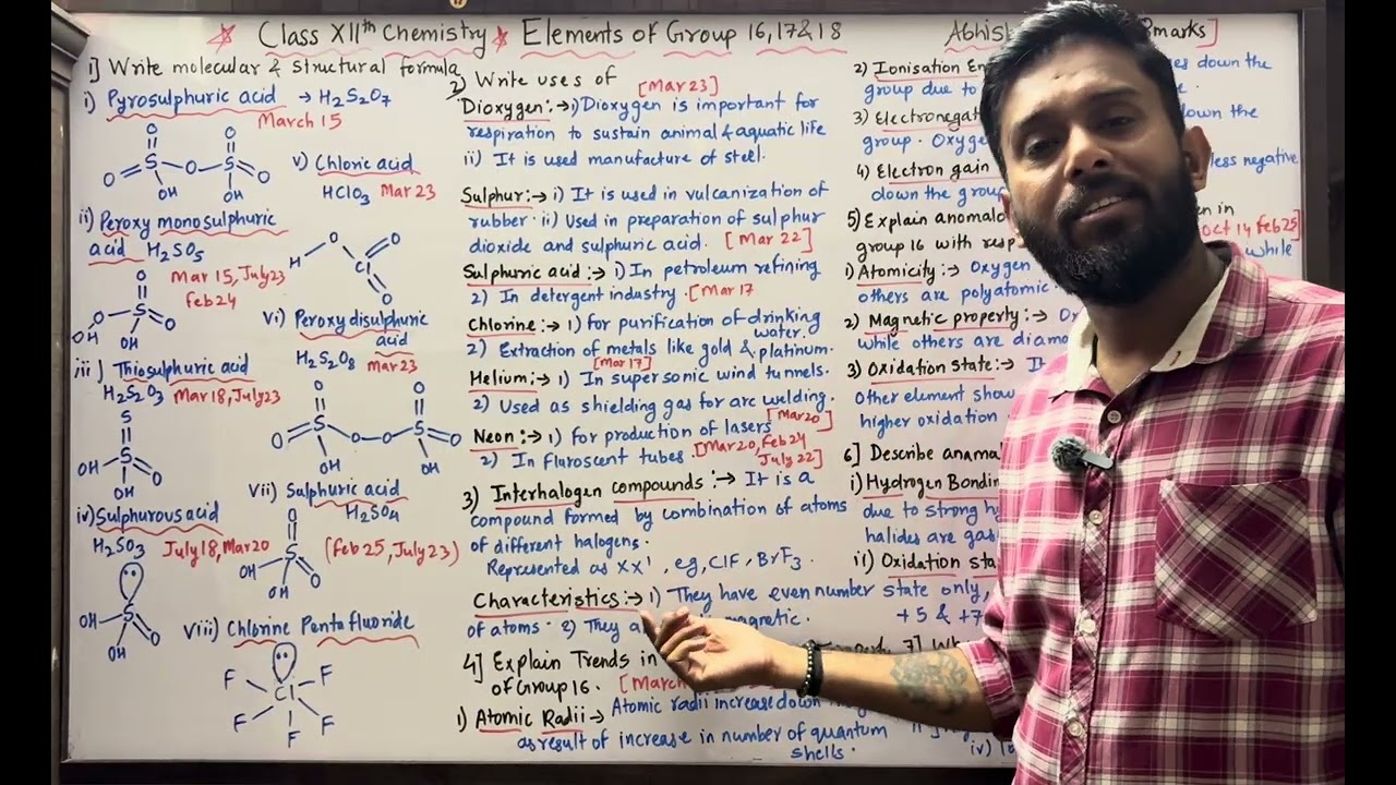 Elements of Group 16,17 & 18 Elements Most important questions || Maharashtra Board Exam 2026 #hsc 
