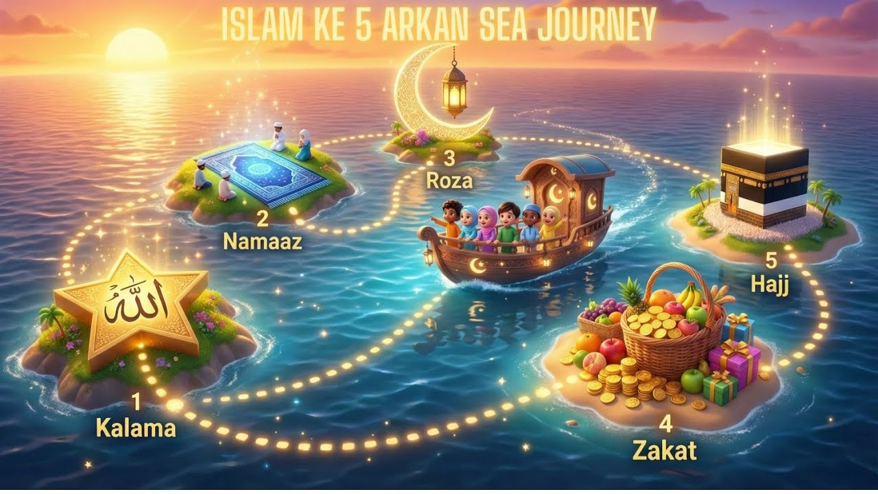 Five Pillars of Islam for Kids | Islam Ke 5 Arkan | Islamic Nasheed & Cartoon