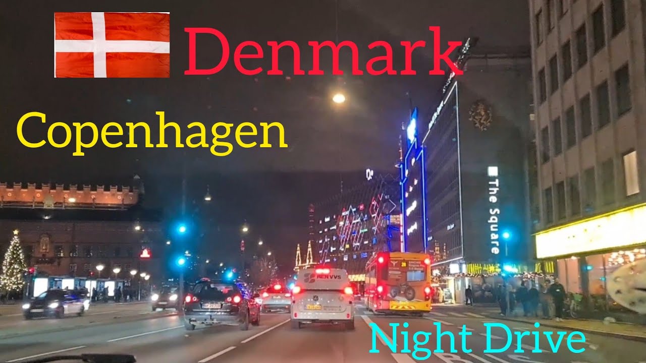 Copenhagen🇩🇰 Night Drive in December|Christmas|Winter|#denmark#copenhagen#travel#driving#explore