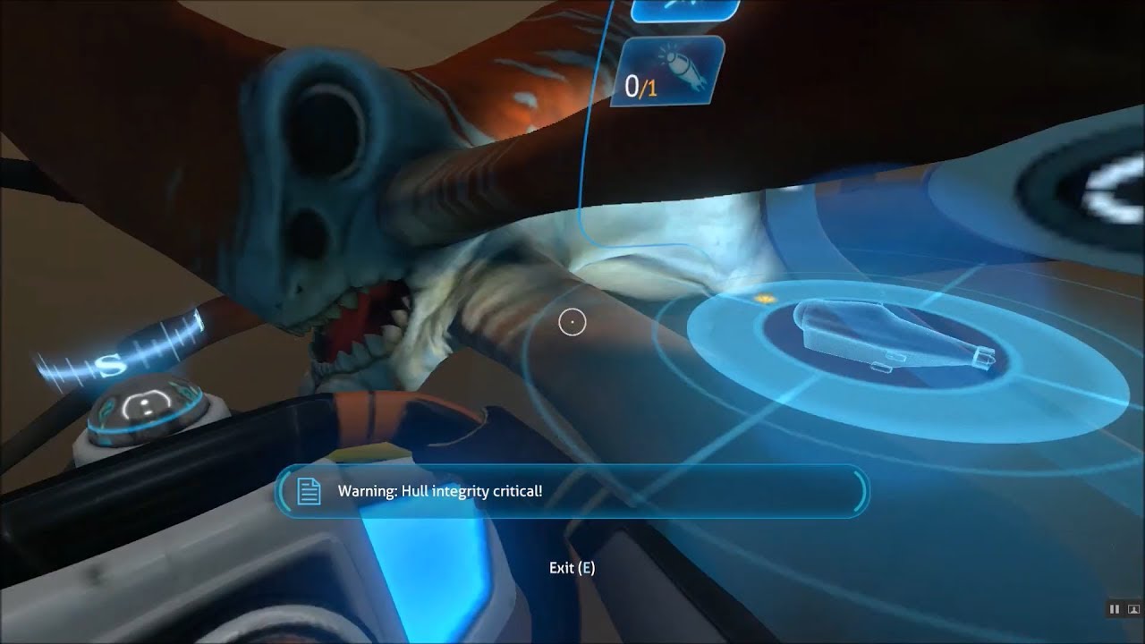 A Reaper Leviathan Attacks A Cyclops - Subnautica -