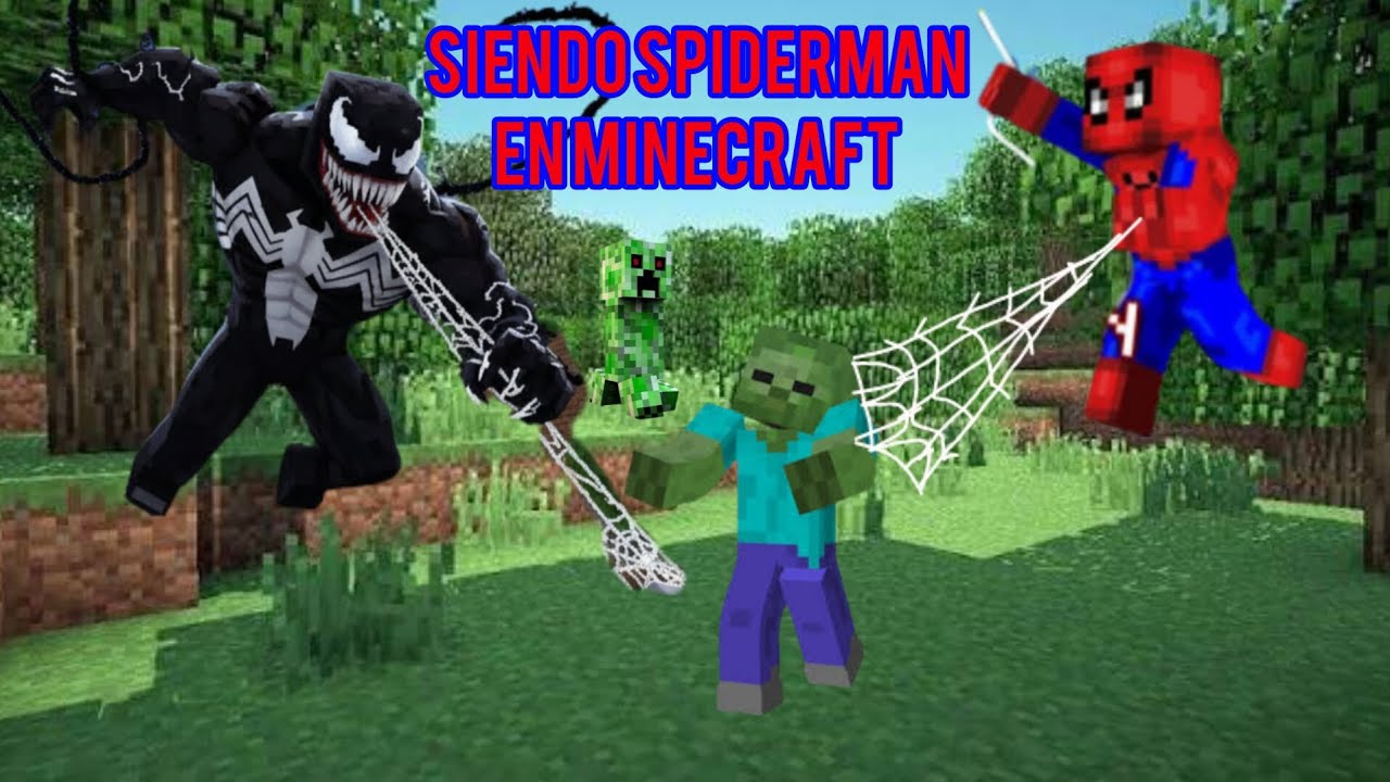 Siendo Spiderman en Minecraft, mod: https://mcpedl.com/mr-nidos-spider-man-add-on