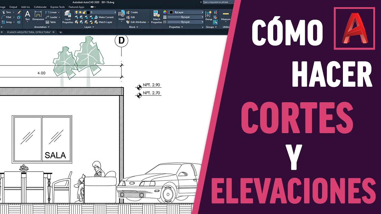 Como hacer CORTES y ELEVACIONES en Autocad 2020 I Bien Explicado