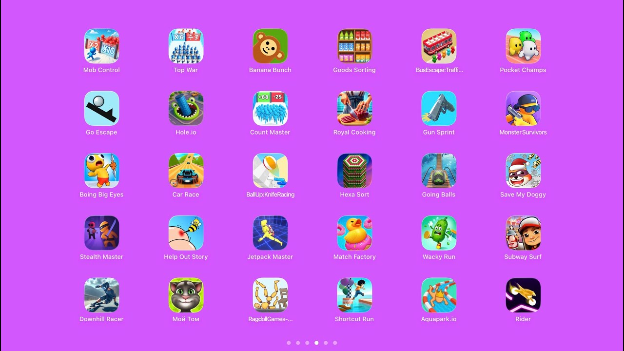 Getpack Master, Aquapark.io, Shortcut Run, Rider, Wacky Run, Stealth Master, Boing Big Eyes