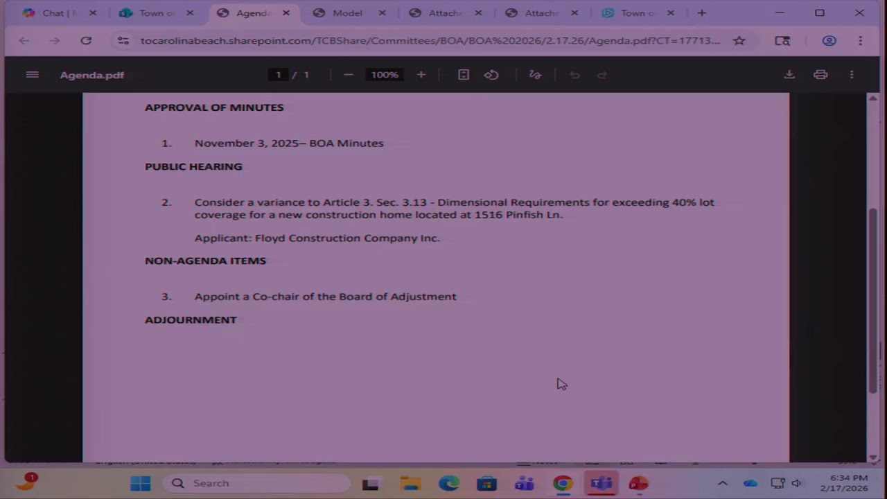 February 17, 2026 Board of Adjustment Meeting