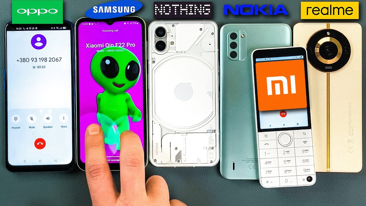 OPPO A54 + Samsung A14 + Nothing Phone 1 + Nokia G31 + Realme 11 Pro vs Xiaomi Qin F22 Incoming Call