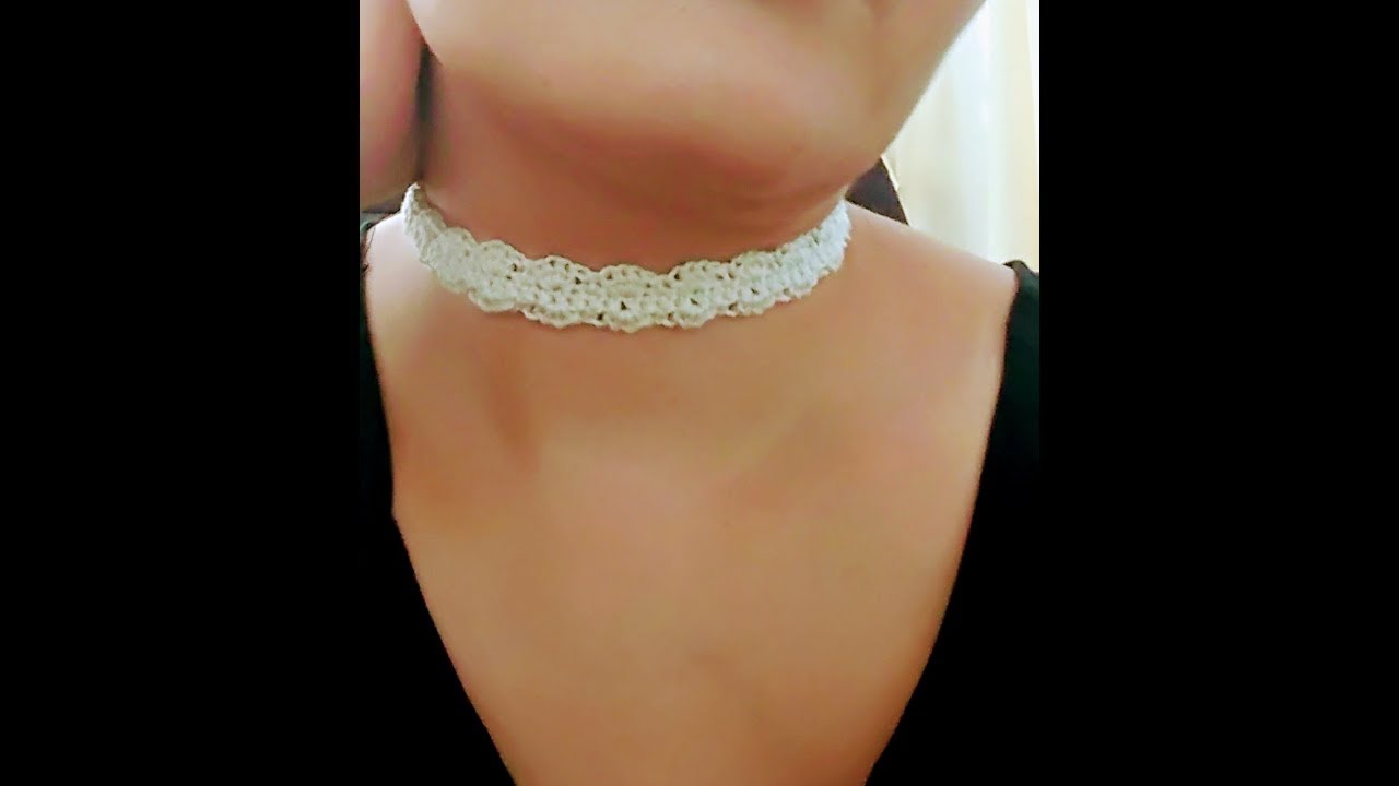 Chaker (gargantilla) y pulsera a crochet.