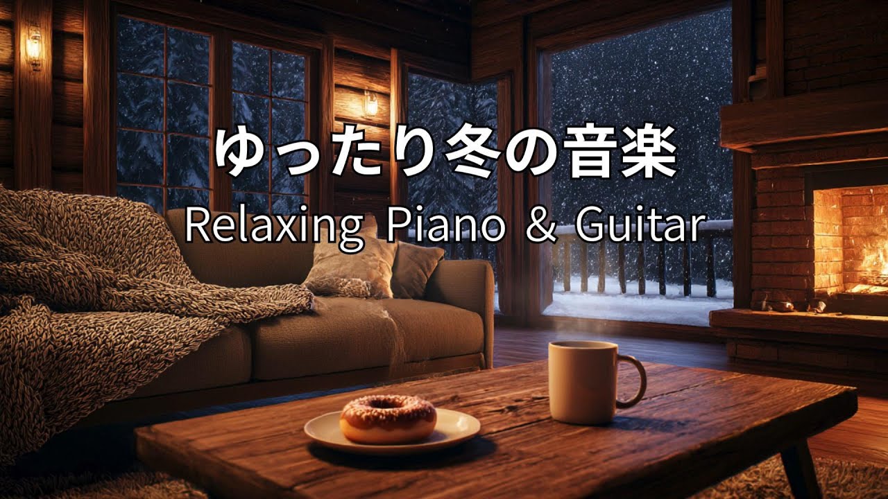 【癒しBGM】ゆったり冬の音楽｜暖炉とコーヒーで聴くピアノ＆ギタージャズ